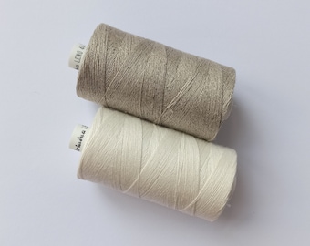 100% linen thread natural and bleached 500 m spool