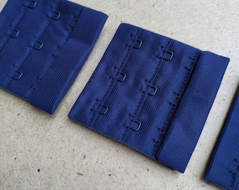 Navy 3 Hook and Eye Rows Bra Closures 2.25&quot; x 2&quot; for Bra Making Lingerie Sewing - EU quality