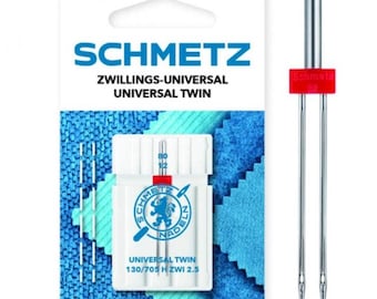 Agujas gemelas universales Schmetz ORIGINALES para máquinas de coser domésticas 130/705H ZWI