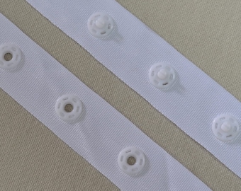 18 mm (5|8&quot;) white or black popper stud press snap fastening sew tape  polyester plastic snap tape