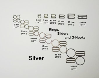 Silver Metal Rings, Sliders and G-Hooks - premium Quality Metal Bra Making Supplies, Made in EU