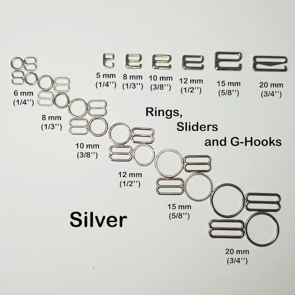 Silver Metal Rings, Sliders and G-Hooks - premium Quality Metal Bra Making Supplies, Made in EU