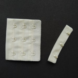 Ivory 3 Hook and Eye Rows Bra Closures 2.5&quot; x 2.25&quot; for Bra Making Lingerie Sewing - EU quality