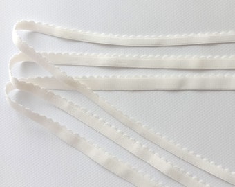 Ivory Picot Elastic 10-12-15 mm (3/8-1/2-5/8 in) wide Picot Elastic Bra Making Bramaking Supplies Lingerie Sewing
