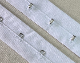 Gancho blanco y adorno de cinta para los ojos, tela 100% algodón, sin óxido, traje de corsé, pequeño gancho de metal plateado n ojos