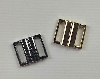 Sujetador de 15 mm (5/8") con cierre frontal sin níquel - Cierre de gancho para bikini - Plateado u dorado para sujetadores, trajes de baño y lencería - Fabricado en la UE