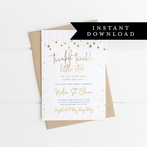 twinkle twinkle little star baby shower invitations etsy
