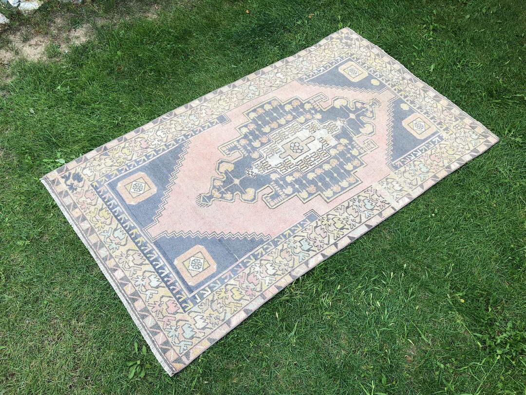 Turkish Pink Rug 4x7 Vintage Rug Oushak Area Rug Wide - Etsy