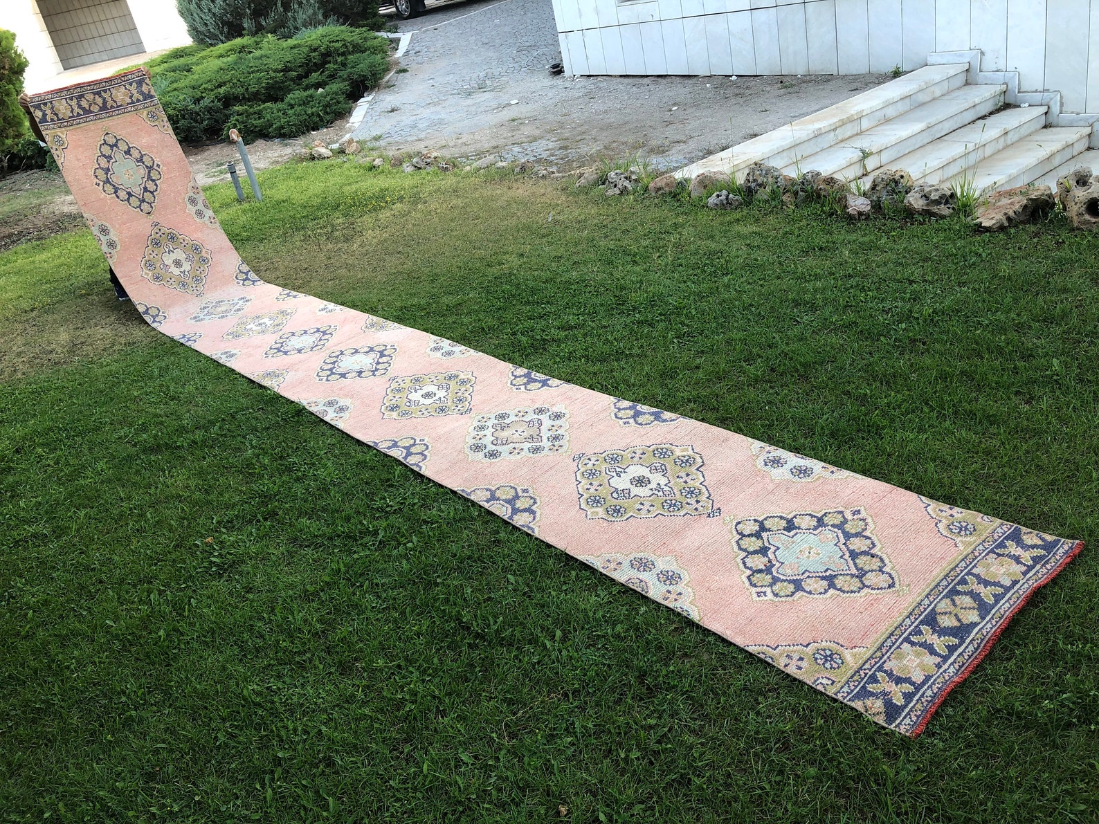 Turkish Stair Runner Extra Long Runner Pink Vintage Runner Etsy