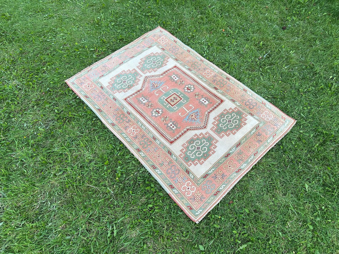 New Turkish Rug Modern Area Rug Oushak Rug Pink 4x6 Rug Etsy