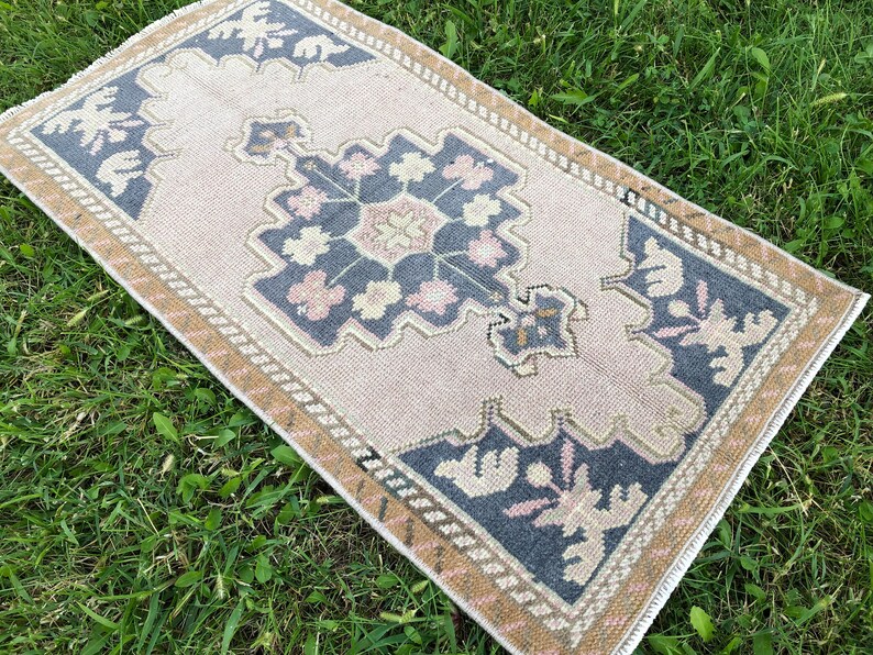 Turkish Bath Rug Small Vintage Runner 2x3 Oushak Rug Pink Etsy