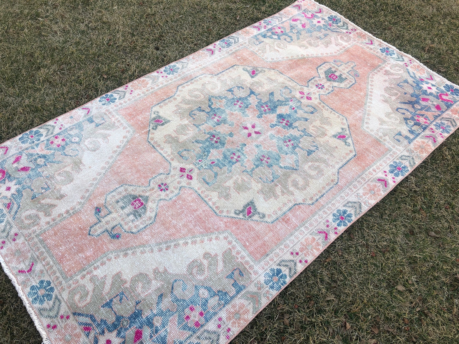 4x7 Area Rug Turkish Kitchen Rug Vintage Oushak Rug for Etsy