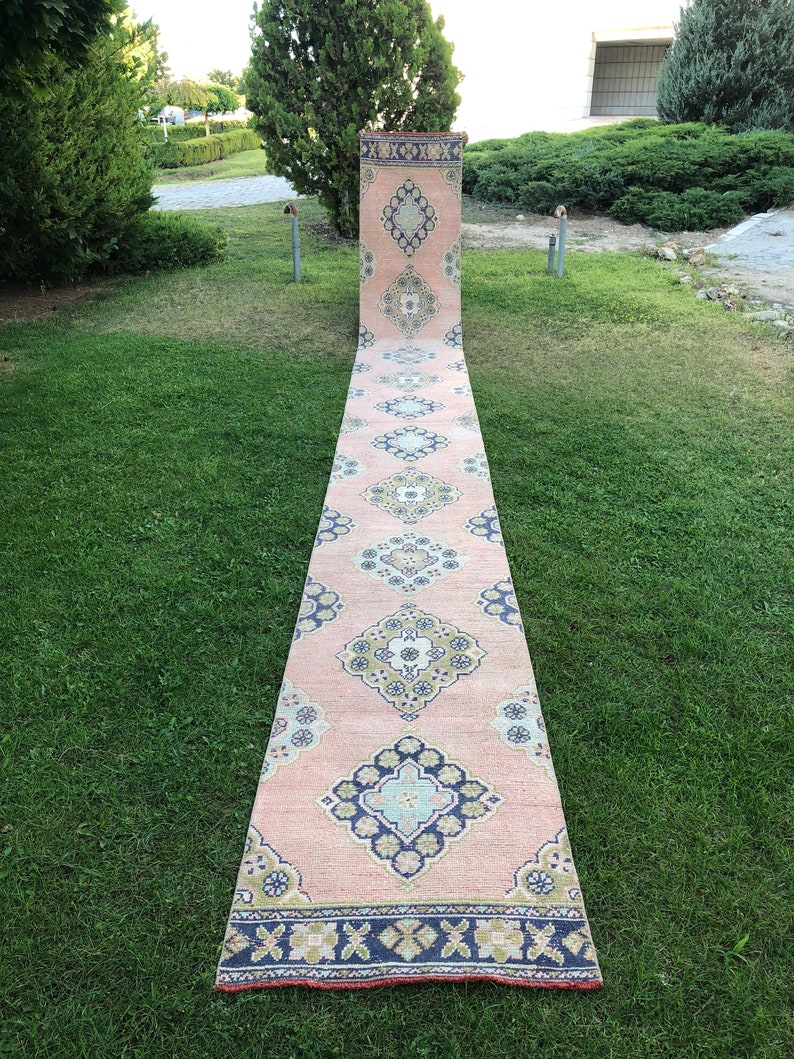 Turkish Stair Runner Extra Long Runner Pink Vintage Runner Etsy