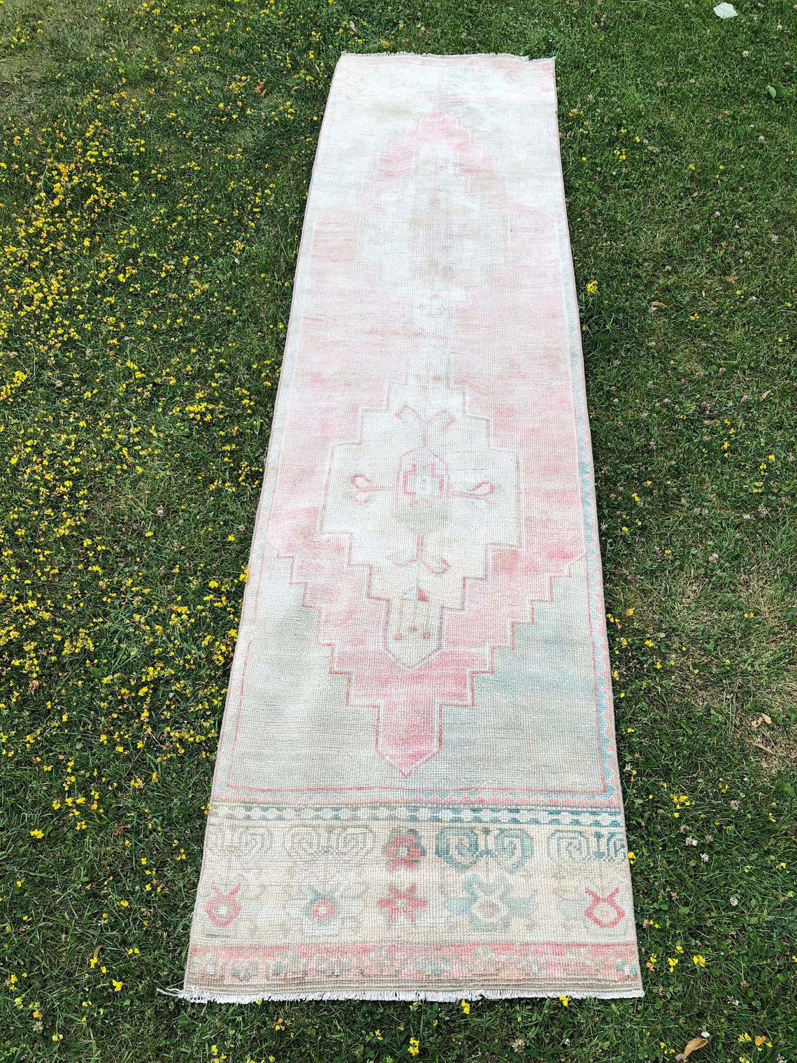 Oushak Runner Pink Vintage Runner Rug Turkish Kitchen Rug Etsy