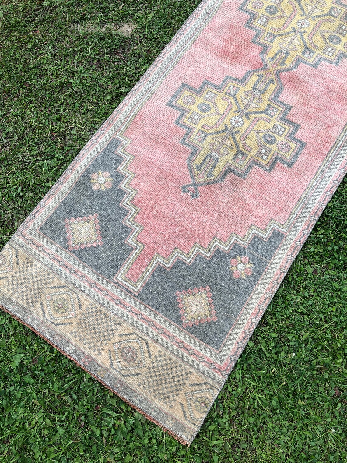 Pink Vintage Runner 2x7 Rug Runner Short Turkish Runner Etsy