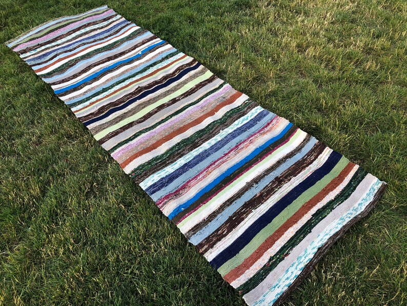 Turkish Rag Rug Runner 3x8 Vintage Rug for Kitchen Striped Etsy