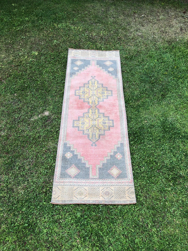 Pink Vintage Runner 2x7 Rug Runner Short Turkish Runner Etsy