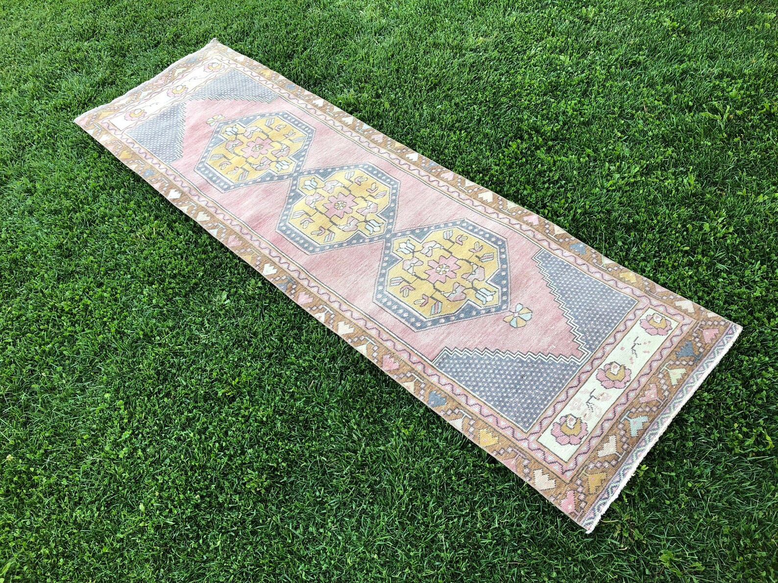 Oushak Runner Pink Vintage Runner Rug Turkish Kitchen Rug Etsy