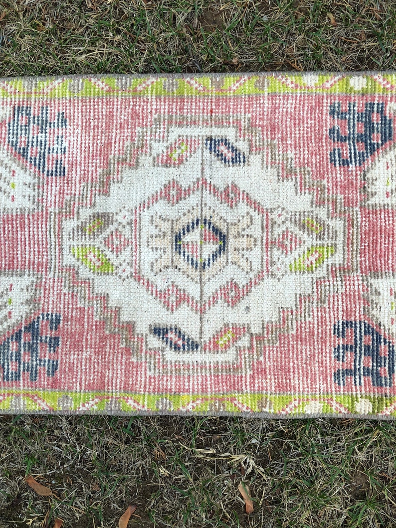2x3 Vintage Rug Blush Pink Rug Small Turkish Runner Mini Etsy
