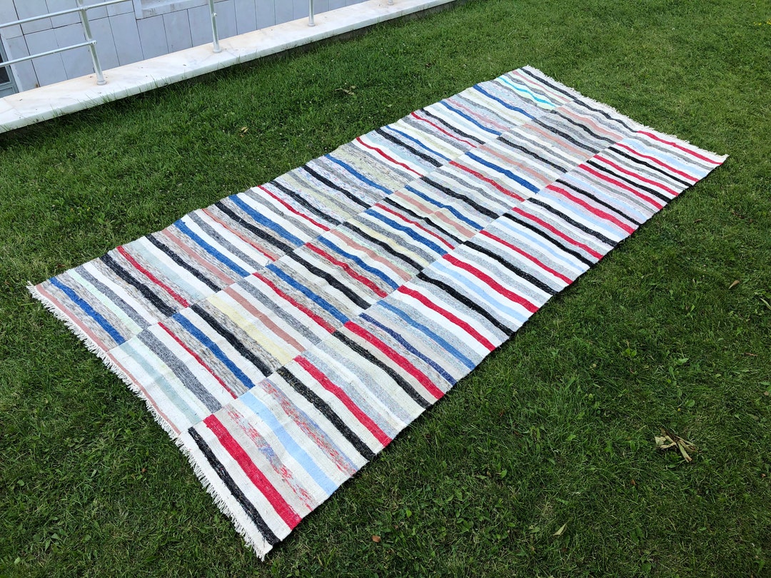 Large Rag Rug 5x11 Runner Rug Kitchen Rag Rug Cotton Rag Etsy