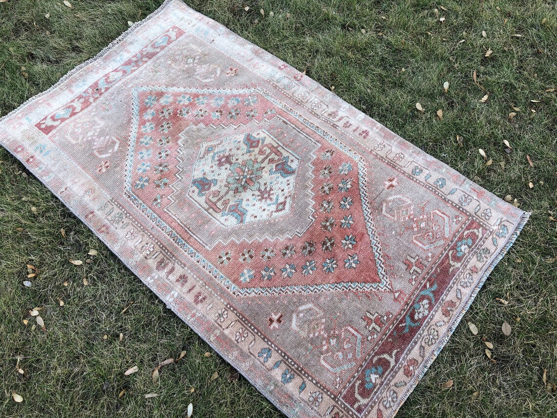 Handmade Turkish Rug 3x5 Bathroom Rug Oushak Area Rug Small Etsy