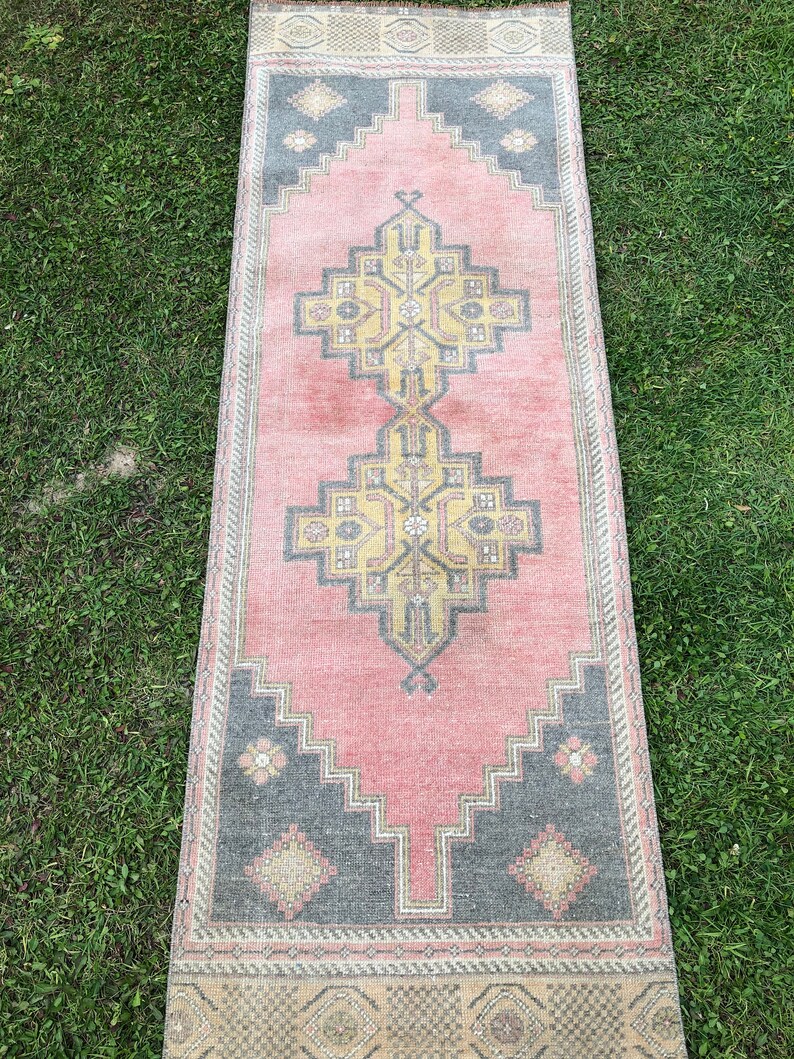 Pink Vintage Runner 2x7 Rug Runner Short Turkish Runner Etsy