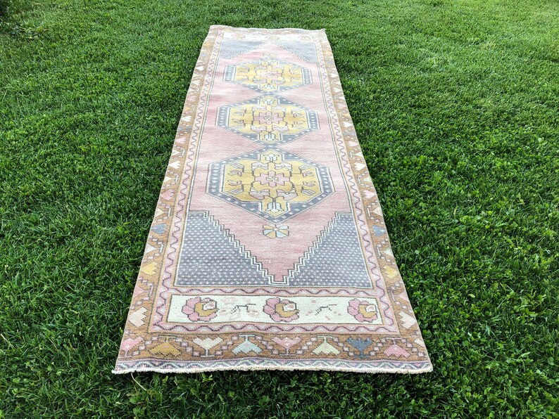 Oushak Runner Pink Vintage Runner Rug Turkish Kitchen Rug Etsy