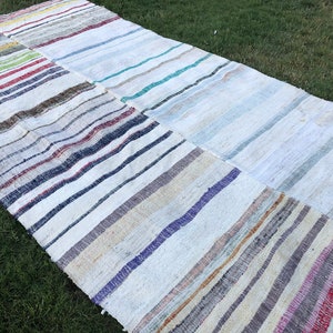 Bohemian Rag Rug, Large Vintage Area Rug, Hand Loomed Rug for Kitchen ...