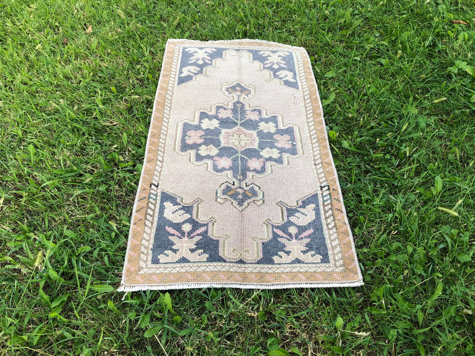 Turkish Bath Rug Small Vintage Runner 2x3 Oushak Rug Pink Etsy