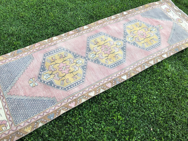 Oushak Runner Pink Vintage Runner Rug Turkish Kitchen Rug Etsy
