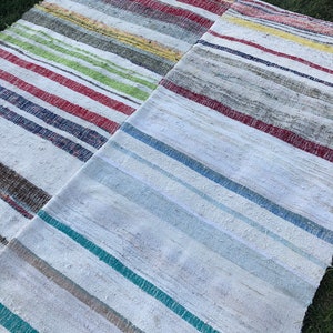 Bohemian Rag Rug, Large Vintage Area Rug, Hand Loomed Rug for Kitchen ...