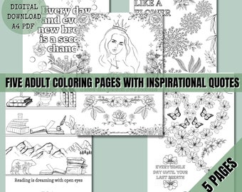 Coloring Pages Printable Adult Coloring Book With Five Sheets