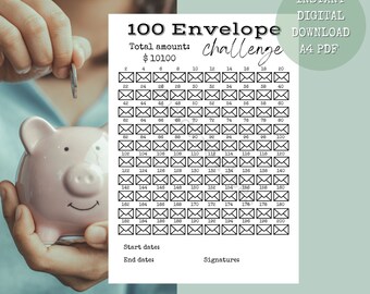 Tracker di sfida per il risparmio di 100 buste stampabili da 10k