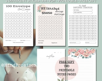 Pacchetto sfida risparmio 100 buste, 3 stili (download digitale)