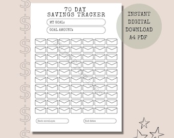 Tracker di risparmio sulle buste stampabili 70 giorni