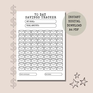 Printable Envelope Savings Challenge Tracker 70 Day Etsy
