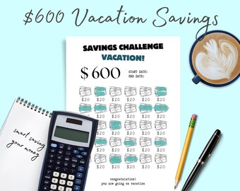 Sfida risparmio viaggi stampabile Sfida risparmio vacanze Buste per riempire contanti Fondo viaggio da colorare Sfida risparmio dollari