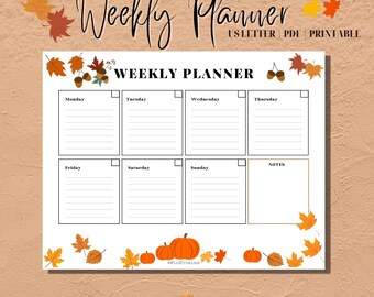 Planner settimanale autunnale stampabile 2024 Autunno