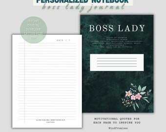 Diario Boss Lady / Quaderno con citazioni motivazionali (download digitale)