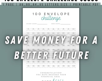 Sfida di risparmio di 100 buste stampabile, strumento di monitoraggio delle finanze (download digitale)