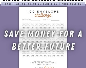 Sfida delle 100 buste, strumento di monitoraggio dei risparmi da 10.000 dollari (download digitale)