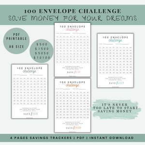 100 Envelope Challenge Savings Challenge Printable Cash Envelopes Money Saving Personal Finance Budget Savings Tracker Cash Stuffing