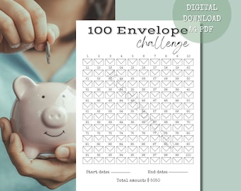 Tracker della sfida di risparmio di 100 buste stampabile, risparmia 5050 dollari