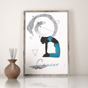Zodiaque cancer, 50% de réduction, Impression Cancer, Yoga yoga, Pose de yoga, Constellation Print, Étoile du zodiaque, Cadeau d’anniversaire, Ustrasana, Chameau, Carte Du zodiaque