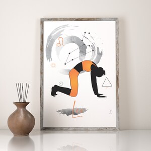 Leo Zodiac, Leo Print, Zodiac yoga, Yoga pose, Constellation Print, Zodiac Star, Verjaardagscadeau, Marjaryasana, Asana, Zodiac Card, Betekenis