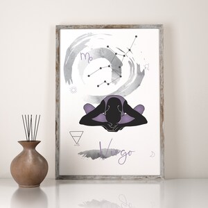 Jungfrau Sternzeichen, 50% OFF, Jungfrau Druck, Sternzeichen Yoga, Yoga Pose, Sternbild Druck, Sternzeichen Sternzeichen, Geburtstagsgeschenk, Baddha Konasana, Sternzeichen Karte