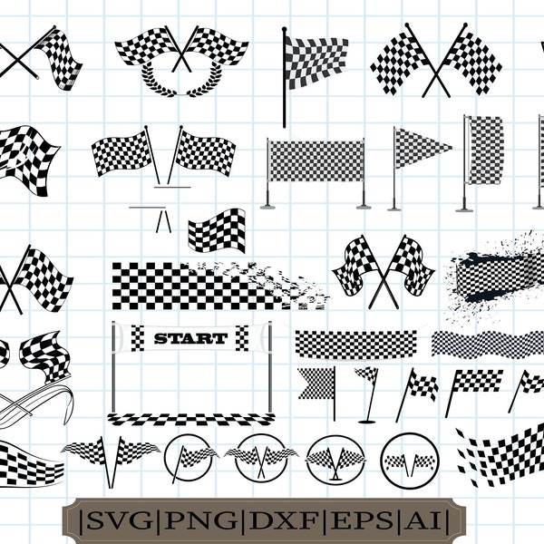 Racing Flag SVG, Start Flag SVG, Finish Flag SVG, Checker Flag svg, Racing Stripes svg, cameo racing Flag svg, Flag Clipart, Flag Silhouette