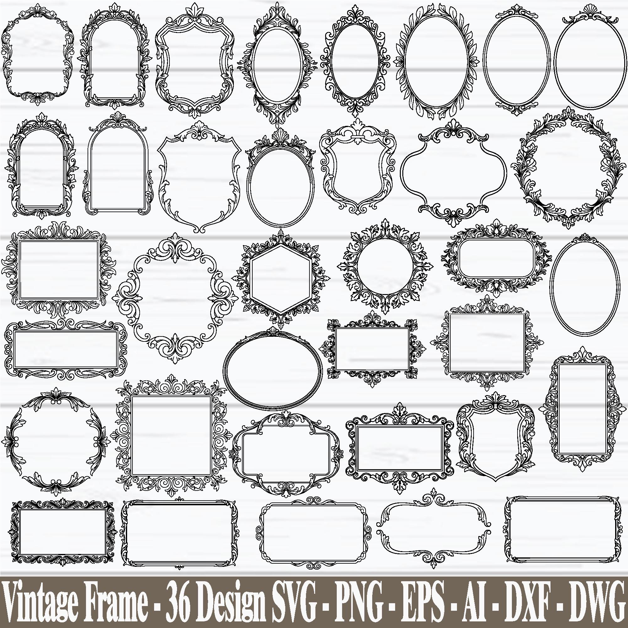 Vintage Frames SVG Bundle, Ornate Antique Frame Svg, Botanical Floral ...