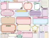 Daily Planner SVG , Cute Planner Stickers Bundle, Kawaii Notes Svg, Memo Pads, Shopping List, Bullet Journal Svg, Digital Download