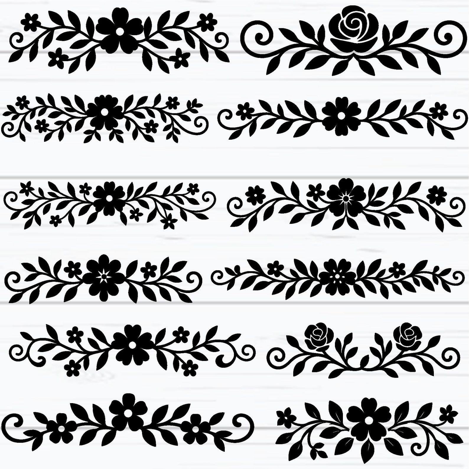 Monogram Divider Floral Divider SVG, Flower Border Svg, Decorative Text Dividers, Flower ...